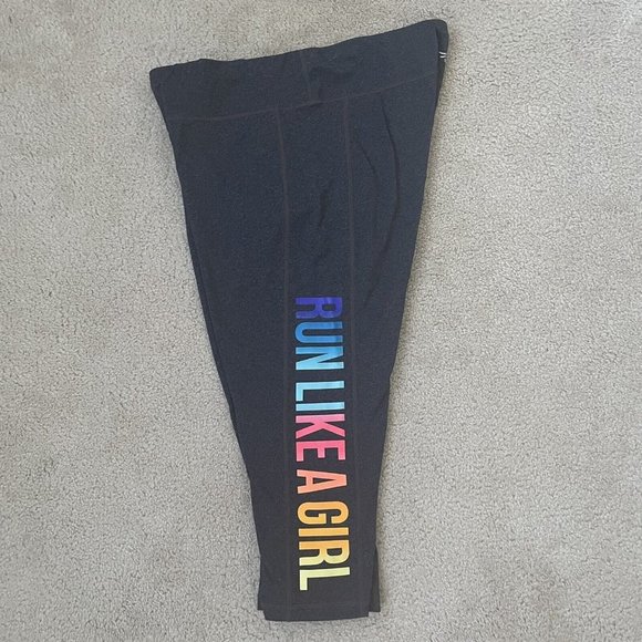 Ideology Pants - Ideology Crop Leggings Womens XL Run Like A Girl Colorful Capri Yoga Pants Grey